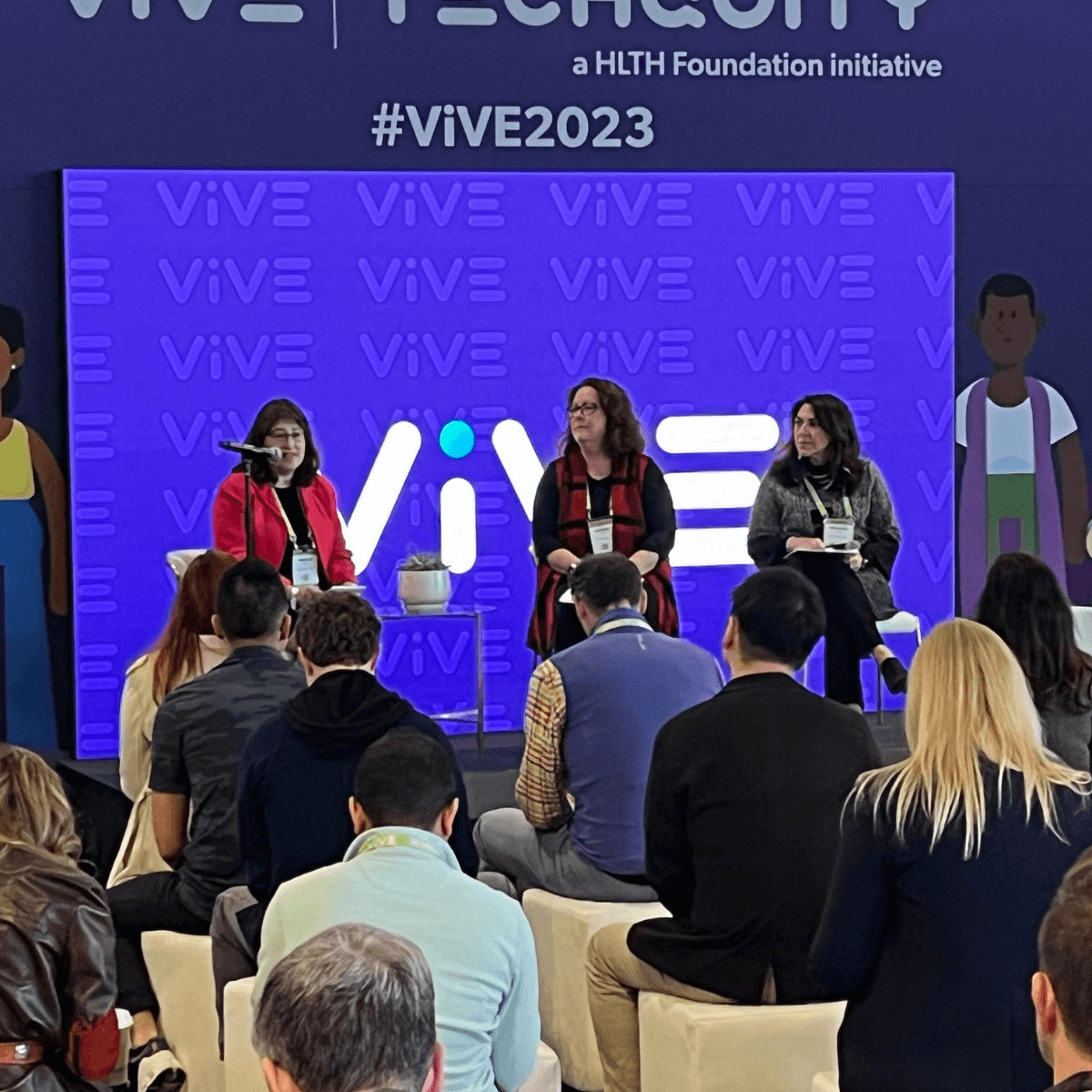 Malekeh Amini and Laurel Williams speak during Techquity programming at the ViVE 2023 conference in Nashville, March 2023